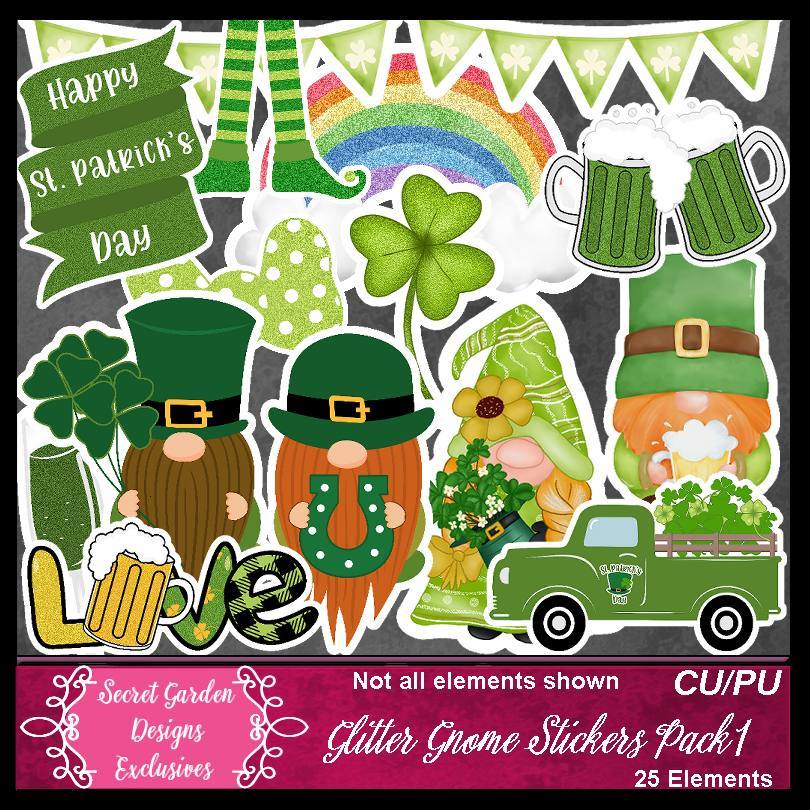 (image for) SGD_Excl Glitter Gnome Stickers Pack1